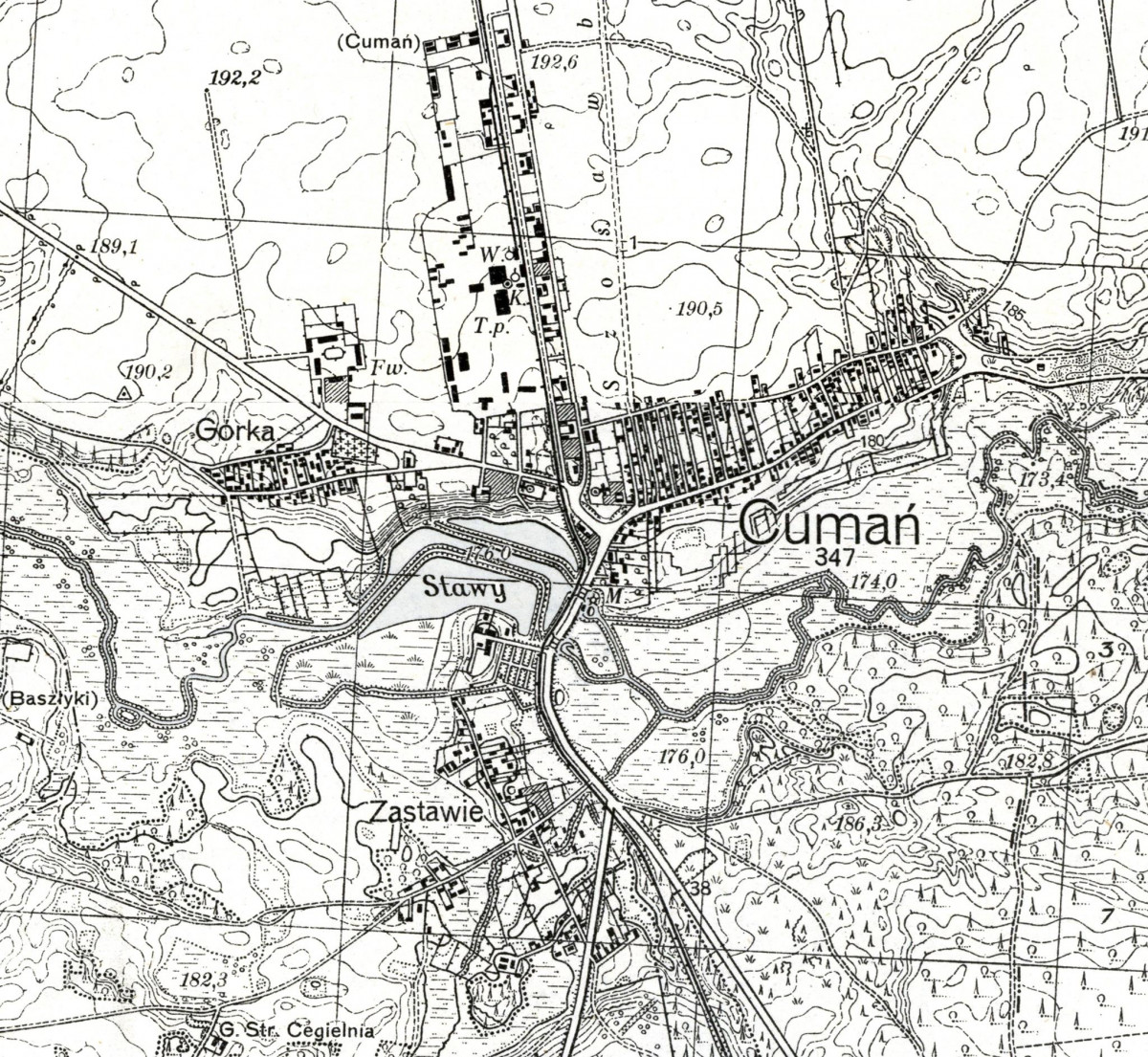 Цумань. Фрагмент мапи 1938 року.